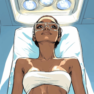 Woman -Post-surgery with bandage across her chest