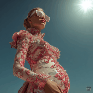 Pregnant White Blond in Flower Dress